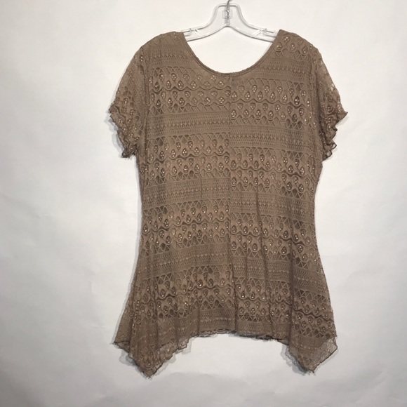 Shannon Ford New York Short Sleeve Lace Top Sz 1X - Picture 7 of 8